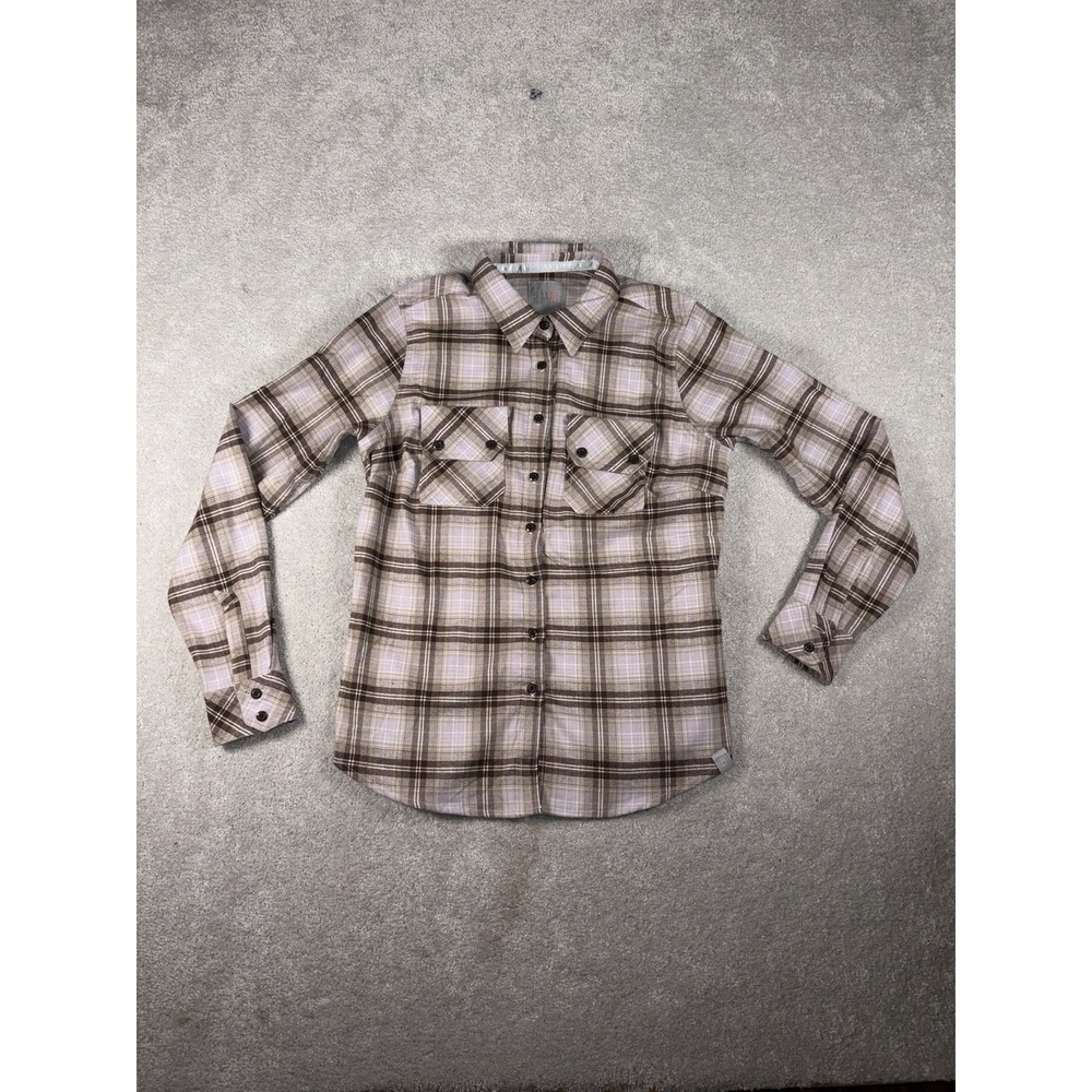 5.11 Tactical Womens Flannel Shirt Small Plaid Long Sleeve Button Down Beige